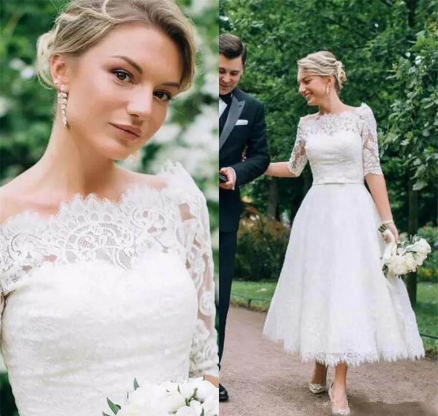 2018-vintage-tea-length-wedding-dresses-a-line-half-sleeve-lace-tulle-short-bridal-gowns-bateau-boat-neck-custom-made-brides-gowns_