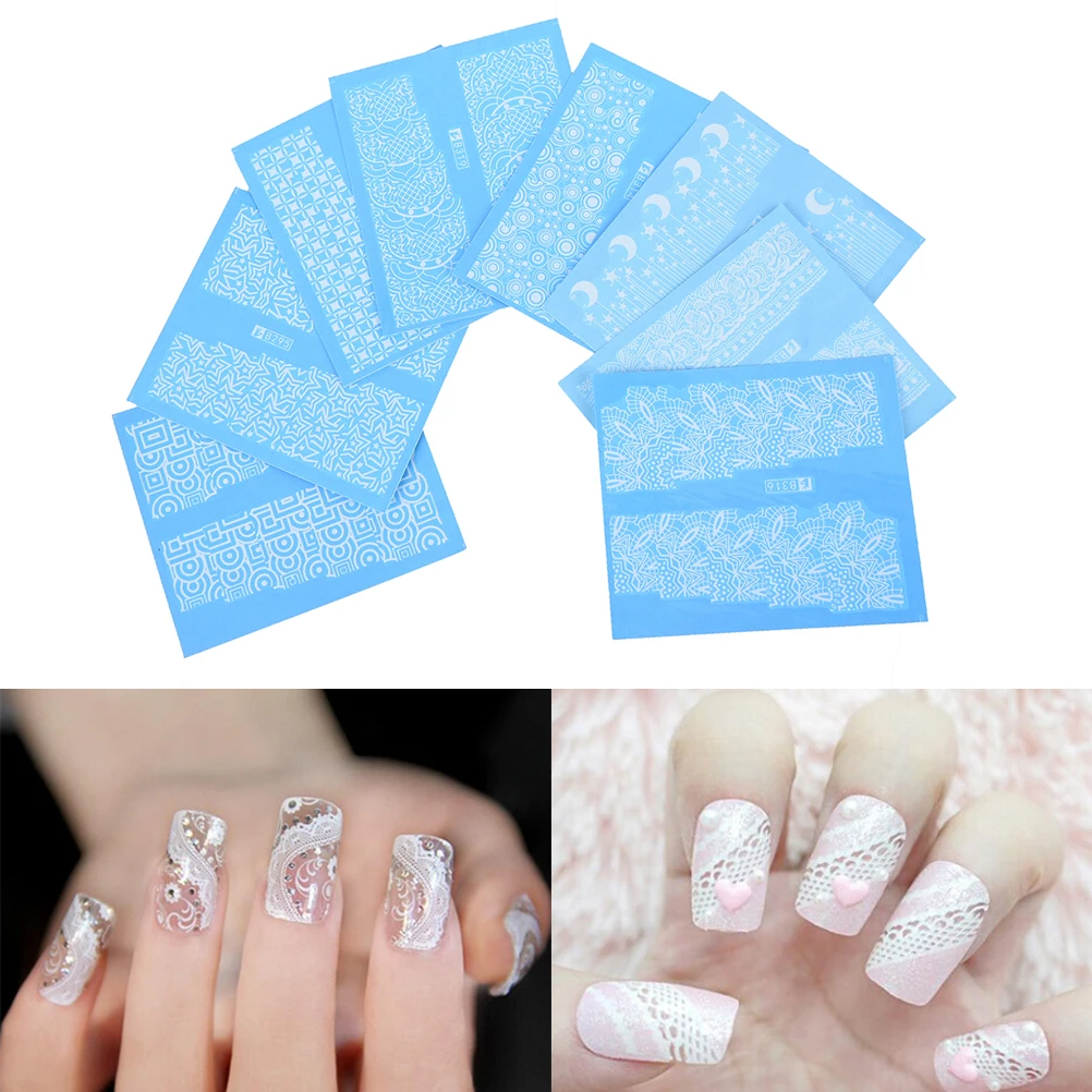48 Sheets Flowers Lace Nail Art Water Transfer Decals Stickers Nail