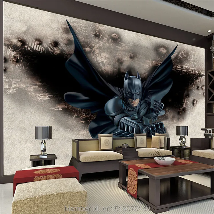 Us 17 54 35 Off 3d Amazing Batman Wall Mural Custom Large Photo Wallpaper Super Hero Room Decor Wall Art Bedroom Children S Room Background Wal In