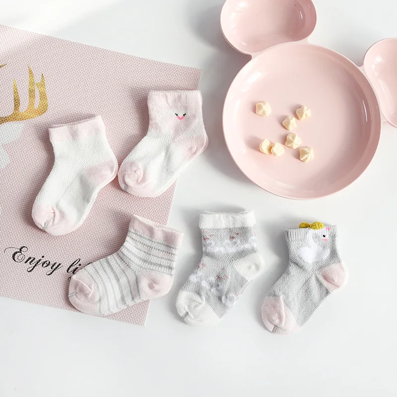 2019 Girls Boys Mesh Summer Short Cotton Socks Flamingo Cartoon Thin Airy Children Kids Basic Student Kindergarten Socks