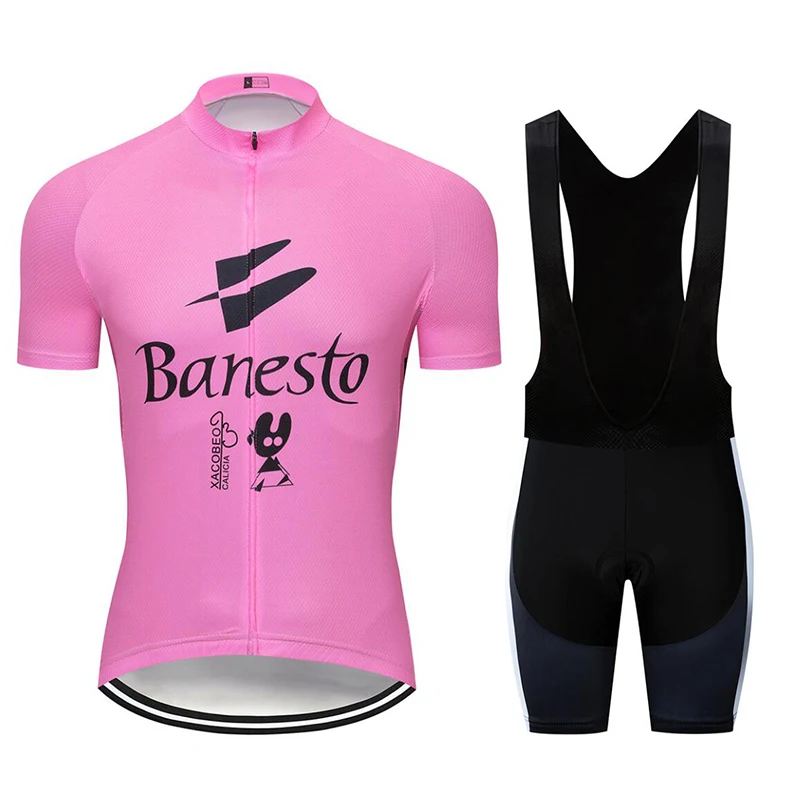 

2019 Banesto pro team Summer cycling jersey set bike clothing MTB ROAD Bike de retro road Bib Shorts Breathable Gel Pad