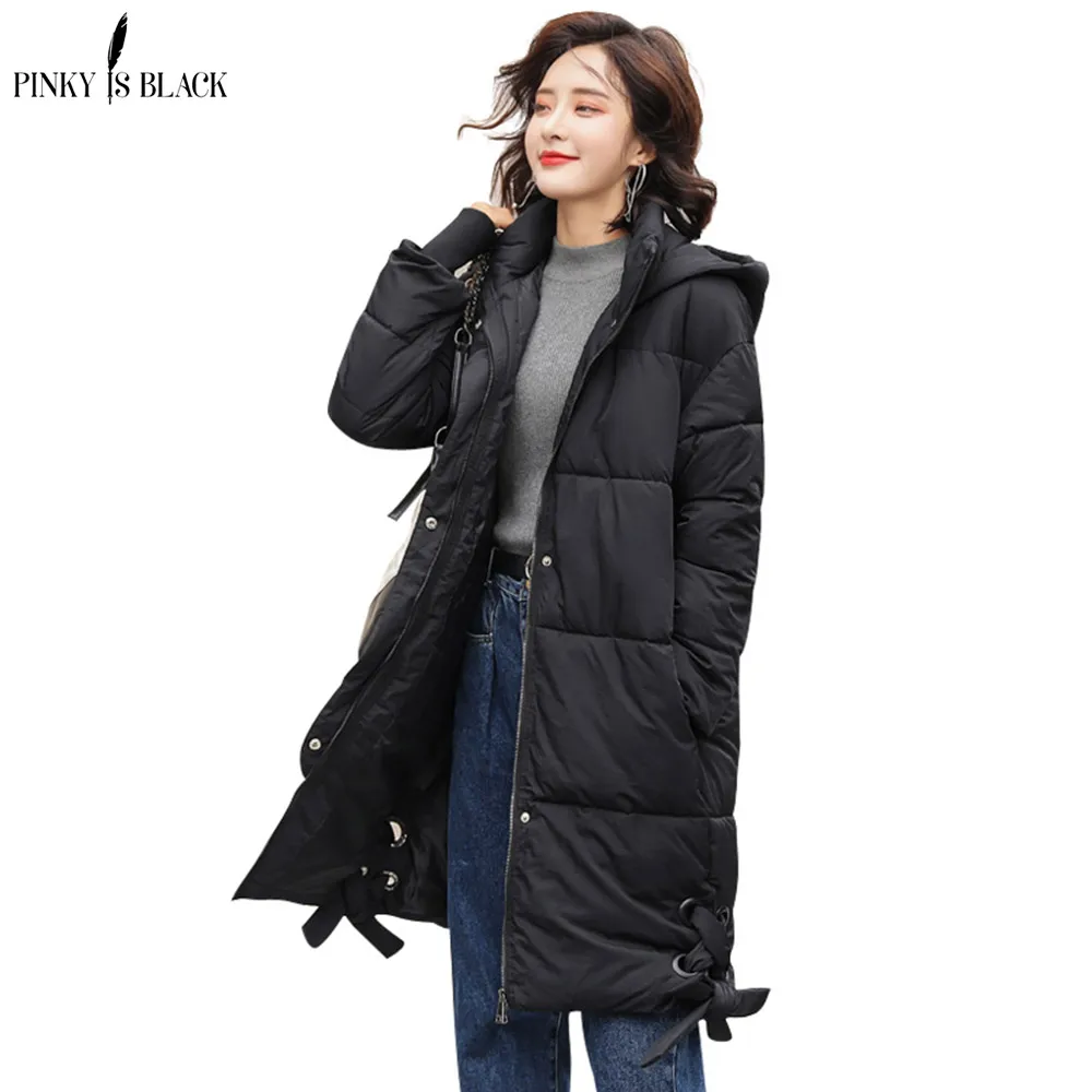 PinkyIsblack Парка женская зимняя куртка женские пальто с капюшоном Женская Длинная толстая подкладка с хлопковой подбивкой зимнее пальто для женщин