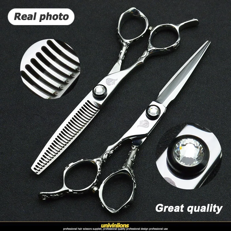 univinlions 6" left handed hairdressing scissors left hand hair scissors for salon barber left cutting lefty thinning shears