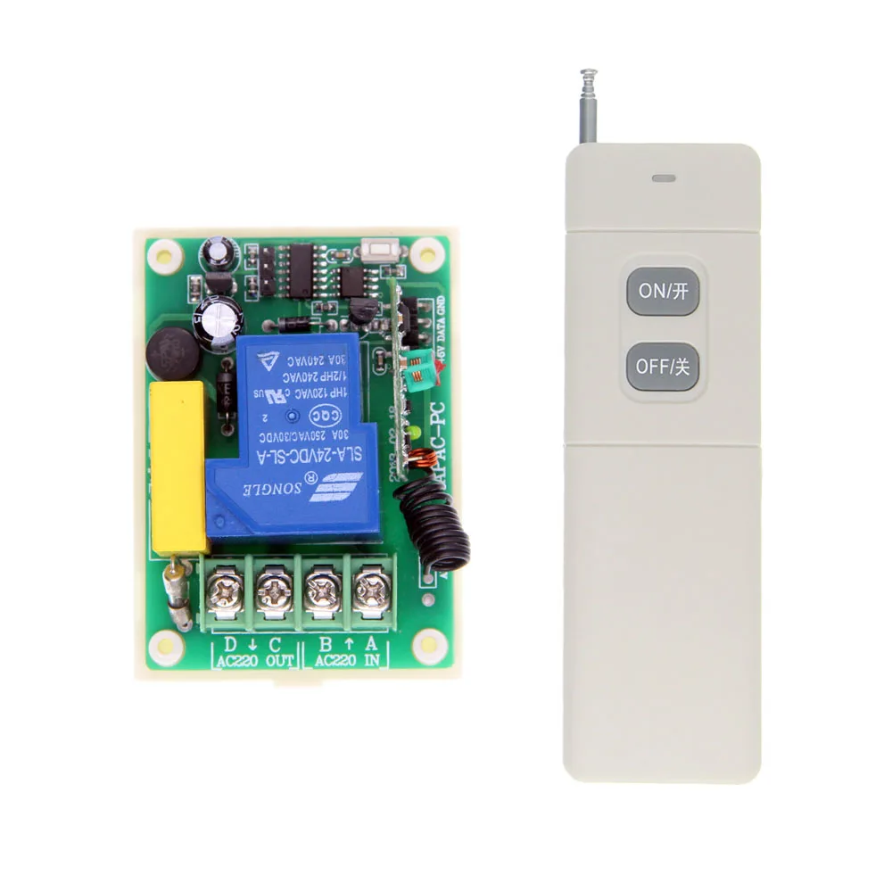 Home Wireless Remote Control Switch Light Lamp 85-265V RF 1 Channel Power On Off