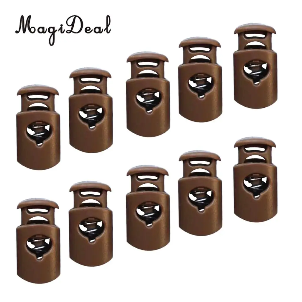 MagiDeal Pack 10 Single Hole Elastic Shock Cord Bungee Rope Barrel Stopper Lock End Toggle Buckles with Metal Spring