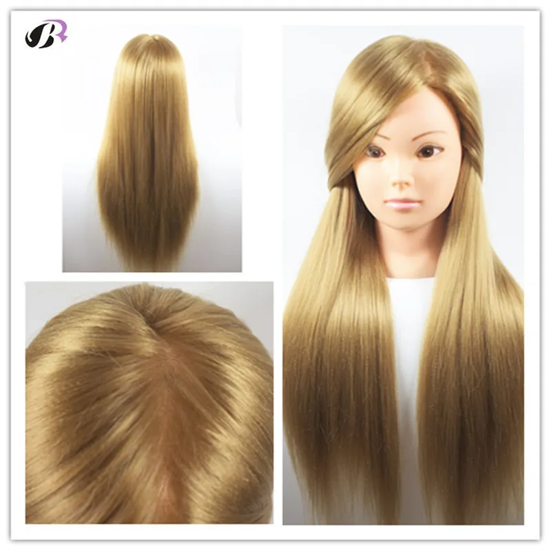 65cm Blonde Long Hair Training Head Professional Bride Hairdressing