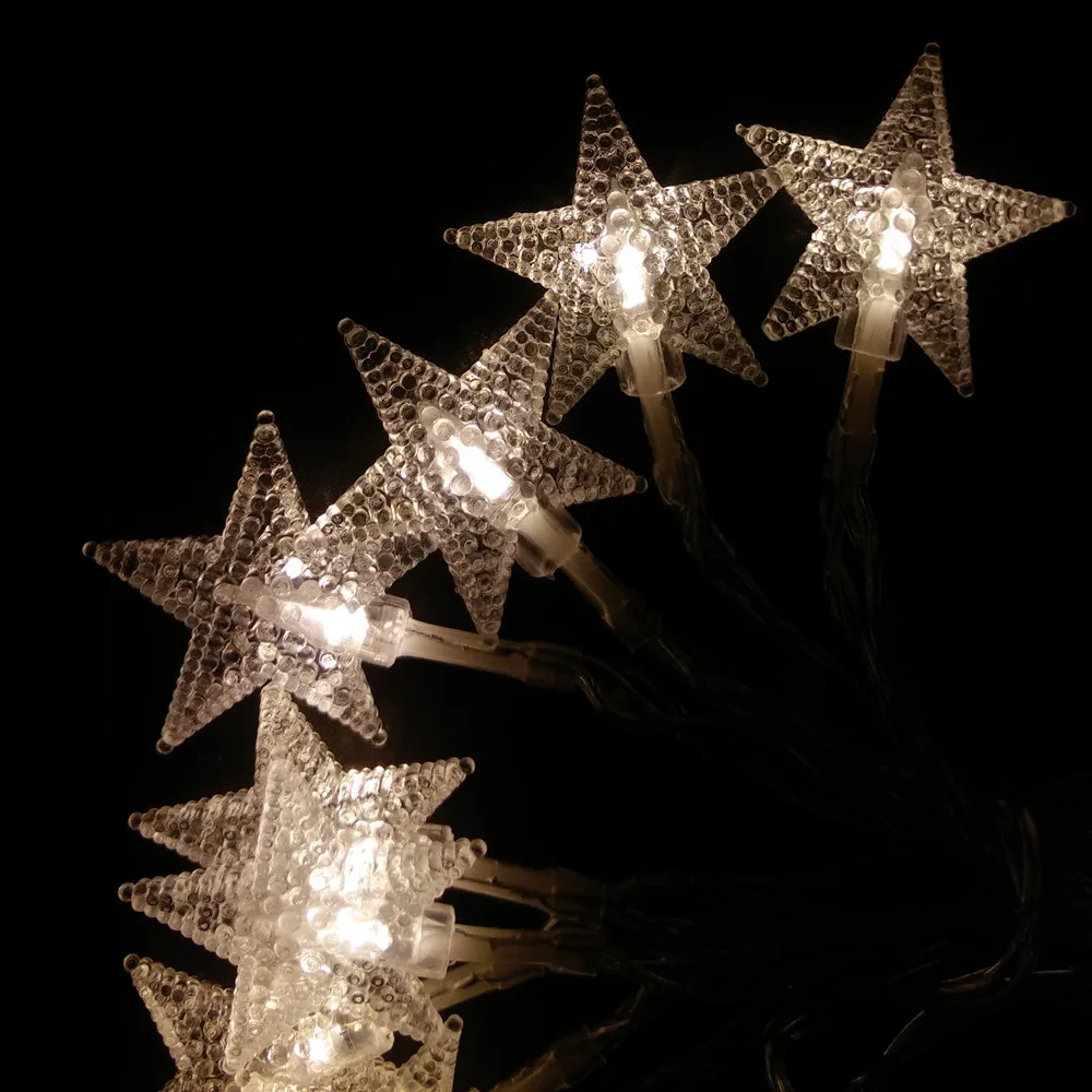 Christmas star lights LED Party Fairy Lights Five-pointed Star LED string lights for Wedding Xmas Party Outdoor Indoor use - warm white