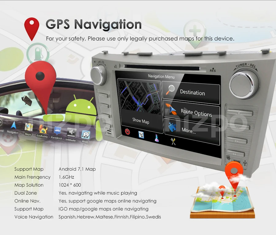 Perfect Android8.0/8Core 4Core/Android7.1/8.1 Car DVD Player For Toyota Camry 2008-2011 GPS Navi SD/USB Touch Screen Radio mp3 Bluetooth 95
