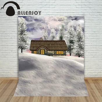 

Christmas children's photo background Snow House Winter Moon backdrop photography vinyl studio shoots photo