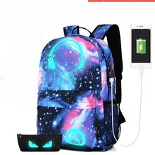 Personal Luminoso adulto mochila bolsa con puerto USB luminoso lápiz bolsa bolsa de ordenador portátil de la manera con el regalo libre (S25-9)