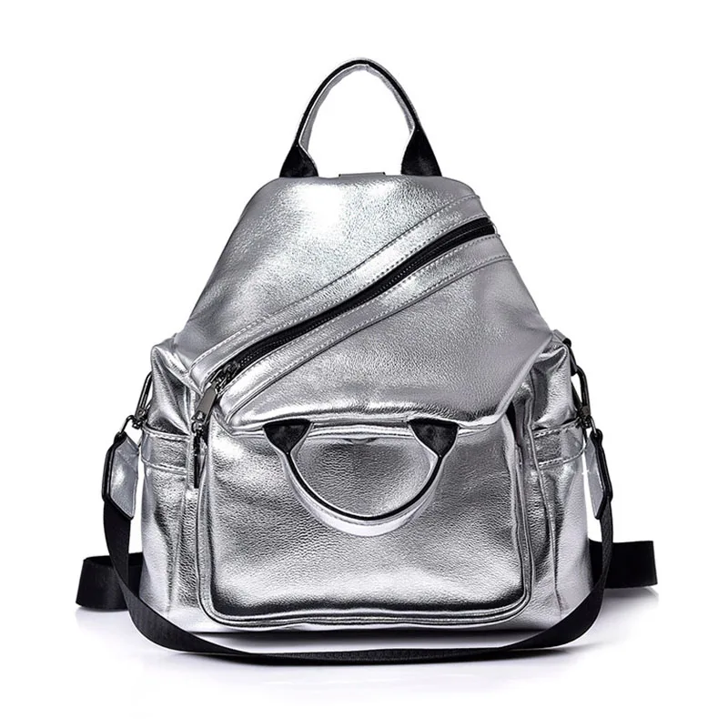 Многофункциональный женский рюкзак, женская сумка на плечо, высококачественные блестящие кожаные рюкзаки, школьные сумки для девочек, mochila XA272H - Цвет: Silver