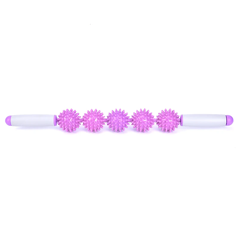 1PCS Gym Muscle Massage Roller Yoga Stick Muscle Roller Sticks with 3 Point Spiky Ball Body Massage Relax Tool - Цвет: Фиолетовый