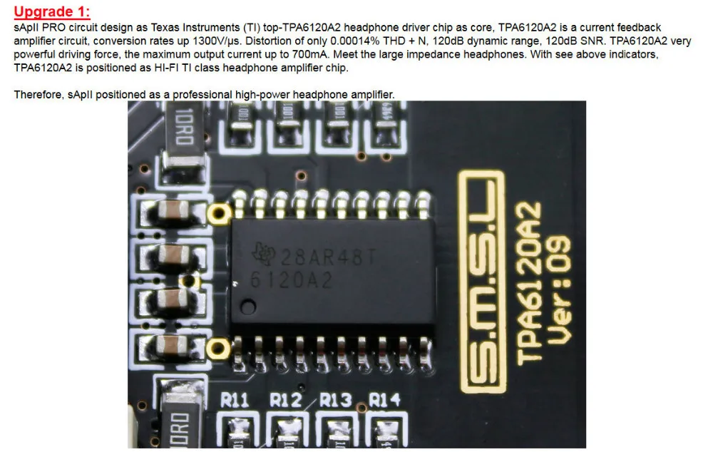 SMSL sApII Pro TPA6120A2 большой усилитель мощности черный цвет+ адаптер
