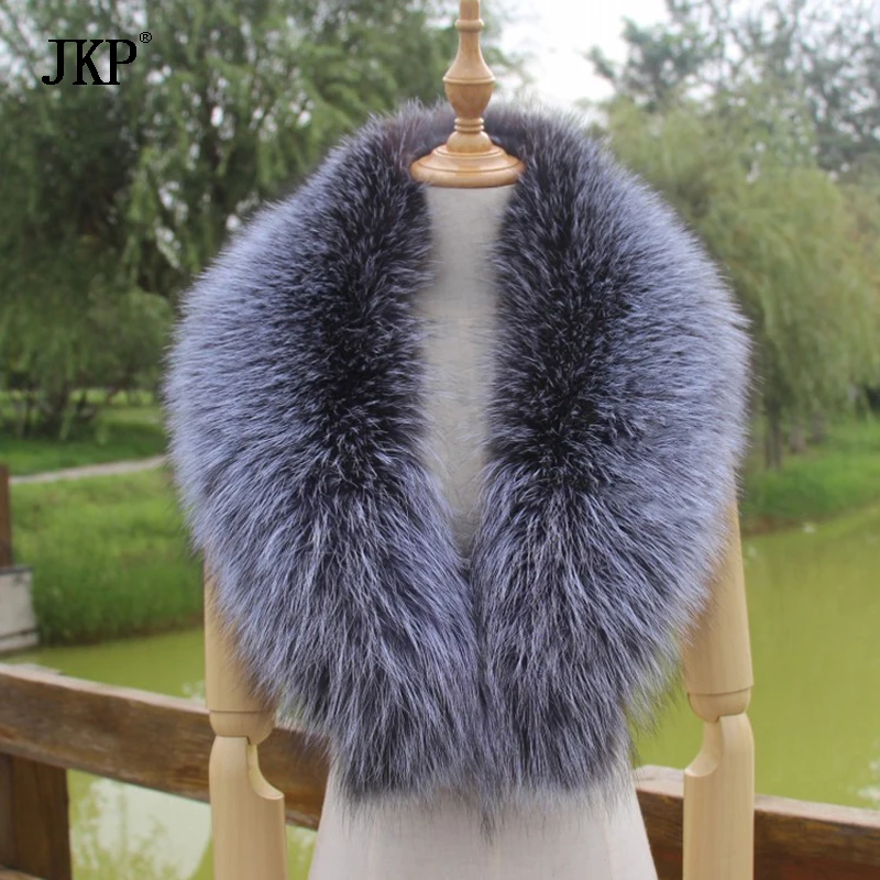 

Real silver Fox Fur Collar Women 100% Natural Fox Fur Scarf Winter Warm Fur Collar Scarves