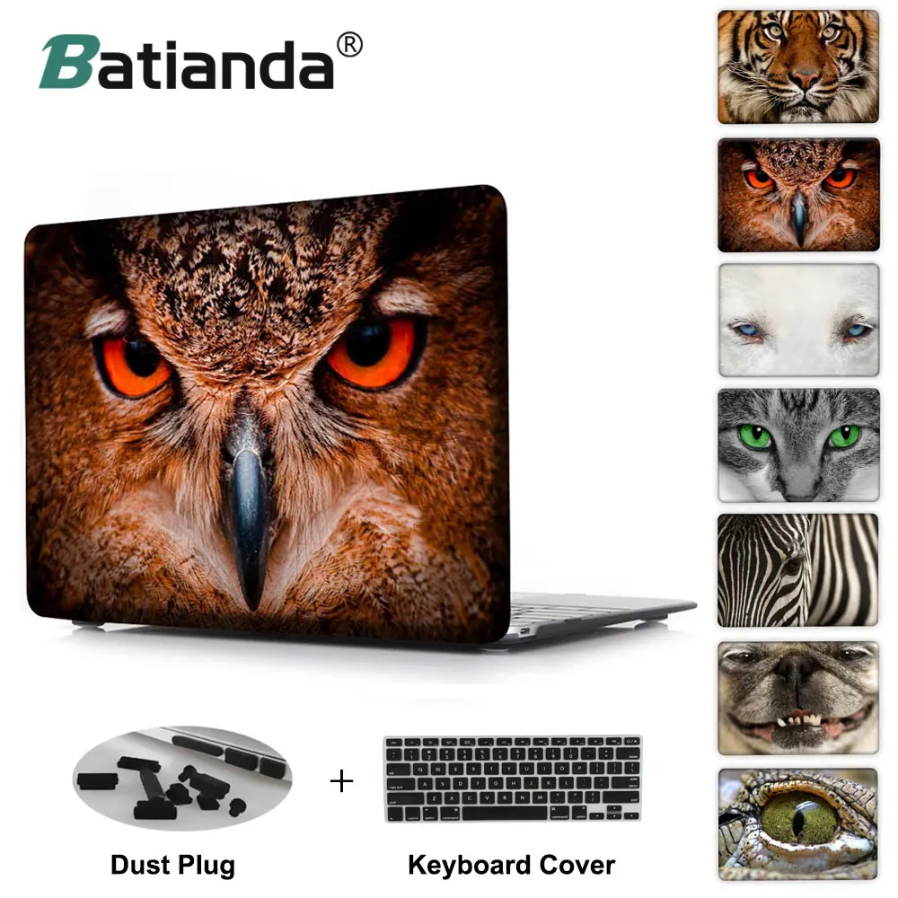 

Animal facial Lovely Owl zebra tiger cat dog print Case For MacBook Pro 13 Air 13 11 Pro 15 Retina 12inch laptop cover shell