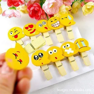 

Korea Creative Cartoon Stationery Wooden Clip Yellow Picture Message Expression 10