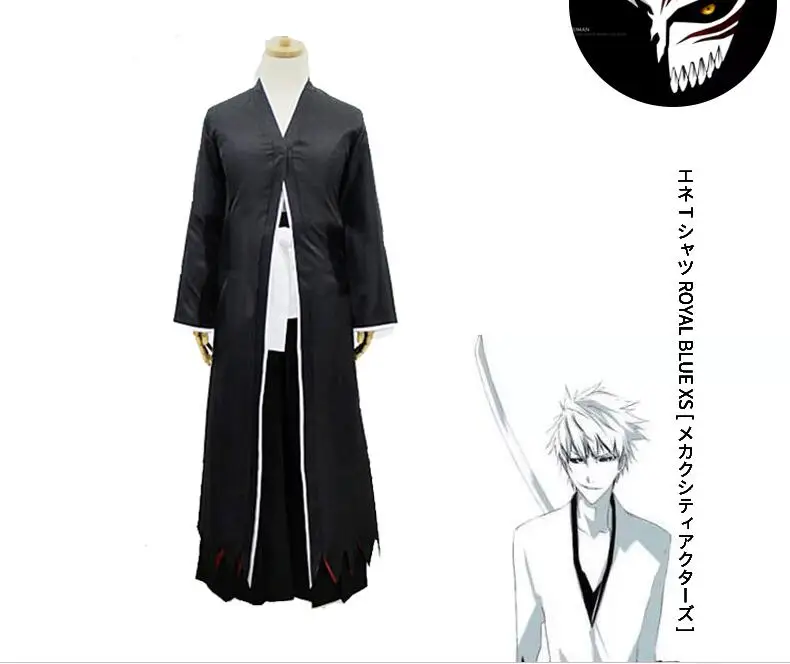 Аниме BLEACH Cos Мужчины костюм для косплея на Хеллоуин Куросаки Ичиго Аниме Костюм черный японский кимоно топ + брюки