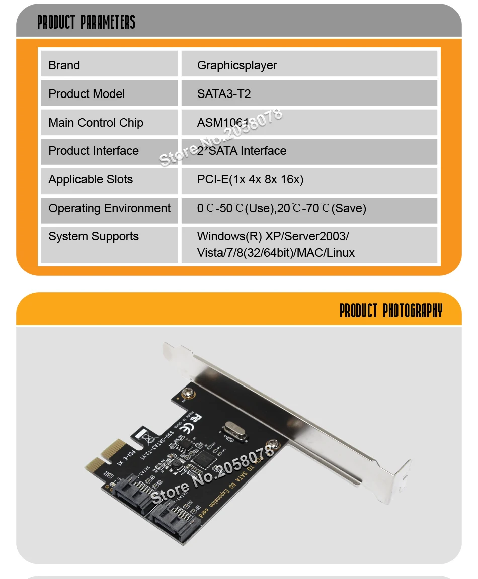 PCI Express SATA3.0 2-Порты и разъёмы SATA III 6 г расширения адаптер карты контроллера для настольного компьютера Компоненты ПК PCI E