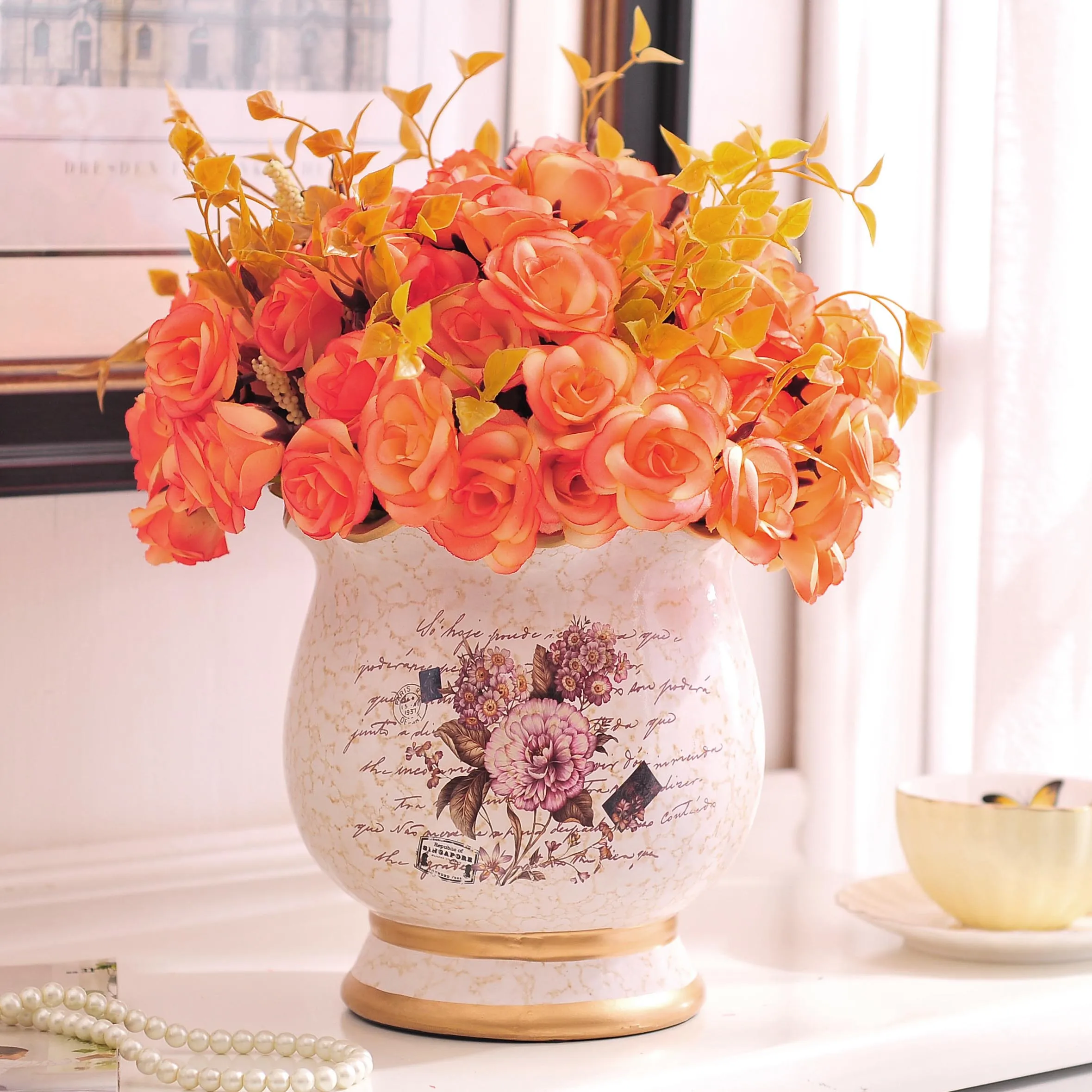 Ретро домашнего интерьера украшение гостиной стол Американский керамическая ваза является вставлен небольшой сухой моделирование - Цвет: see chart