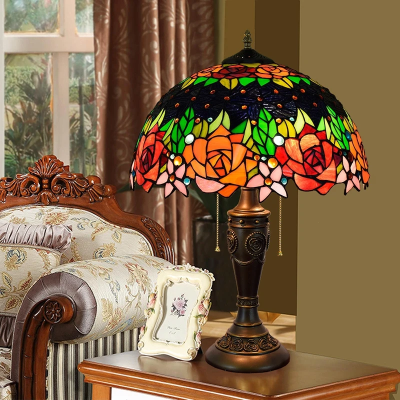 

40CM creative retro American Pastoral bar room bedroom bedside lamp rose lamp desk lamps 110-260V e27 e26 Living room lamps