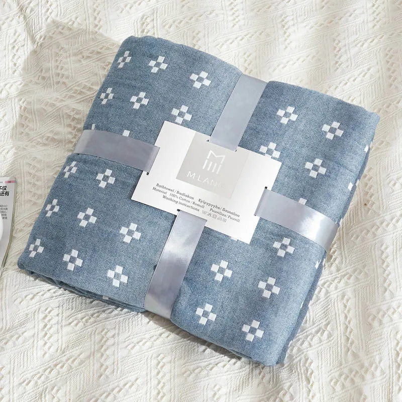 Хлопковое Клетчатое одеяло, летнее дышащее одеяло, покрывало для кровати, детское, взрослое, детское одеяло, s для кровати, офиса - Цвет: blue floral