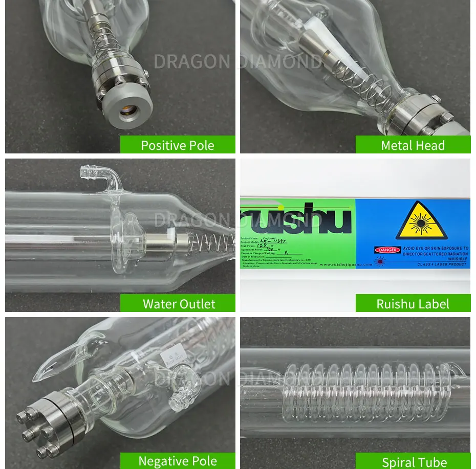 CO2 лазерной трубки RUISHU V4 Длина 1400 мм 100 Вт для CO2 лазерной гравировки, резки