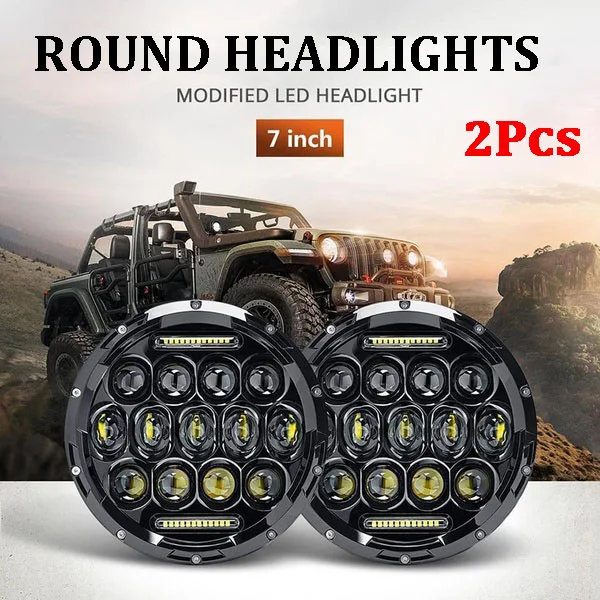

Explosion Models 2PCS 7 Inch 75W Angel Eye Round Led Headlights For Jeep Wrangler Off Road 4*4 Motorcycles Accessories