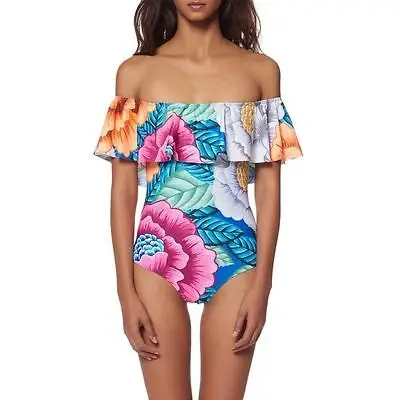 

Women's Monokini Off Shoulder Ruffle One Piece Swimwear Floral Sexy Bathing Suits High Cut Swimsuits Vintage Bodysuit
