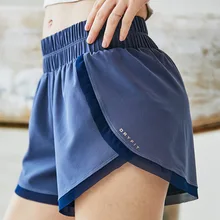 Летние женские спортивные шорты для йоги эластичные быстросохнущие Женские однотонные спортивные шорты для бега со средней талией