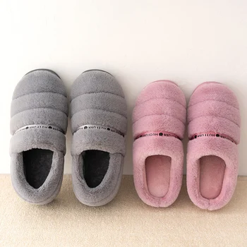 

Women Indoor Slippers Warm Plush Soft Winter Shoes Woman Men Home Floor Slides Anti-slip Plus Size Lovers Bedroom Slipper