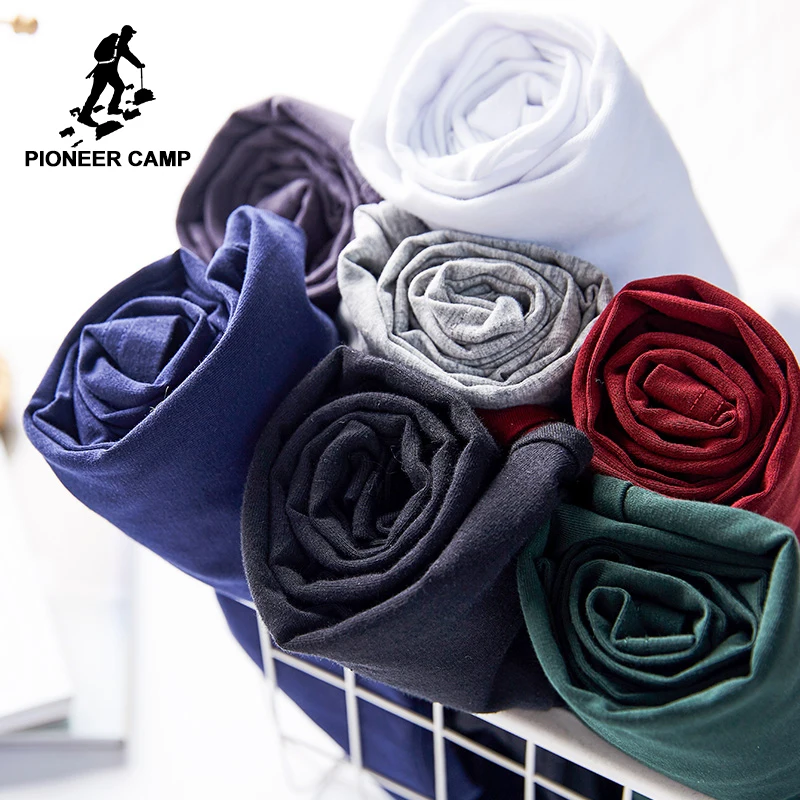 

Pioneer Camp new classic solid long sleeve t shirt men brand clothing casual slim fit quality cotton stretch male t-shirt 209008