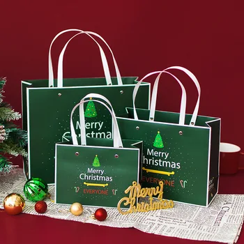 

Creative Christmas Tree Gifts Portable Paper Bags Christmas Retro Paper Clothing Rivets Christmas Decoration For Home Gift Bags