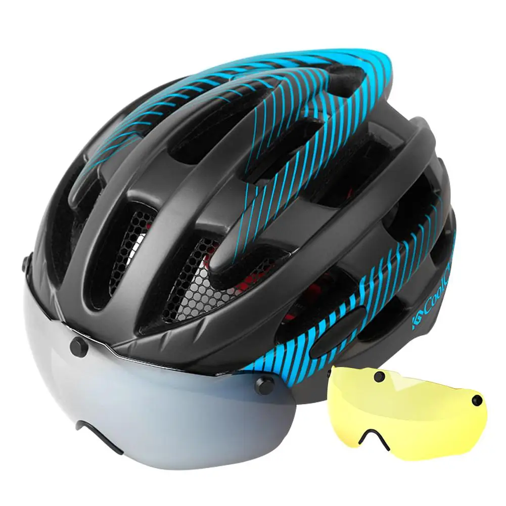 Cycling Helmet With Glass Mountain Bike Suction Goggles Helmet