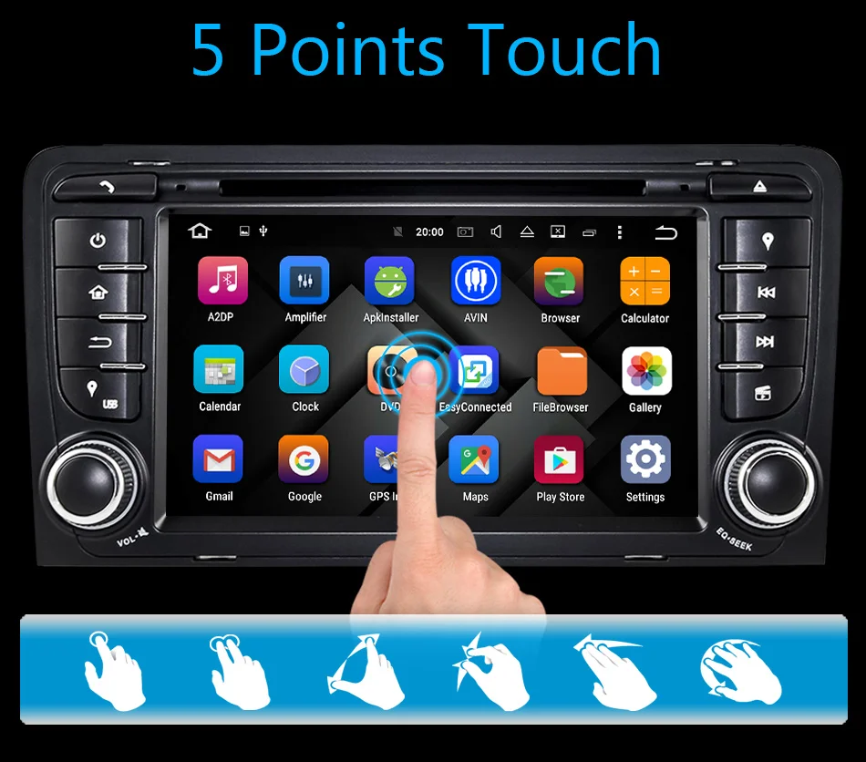 Sale Eunavi 7" Octa 8 Core 4G RAM Android 8.0 Car DVD Radio Player for Audi A3/S3(2003-2013) stereo with TPMS/OBD2/4G/DAB+/GPS/WIFI 9