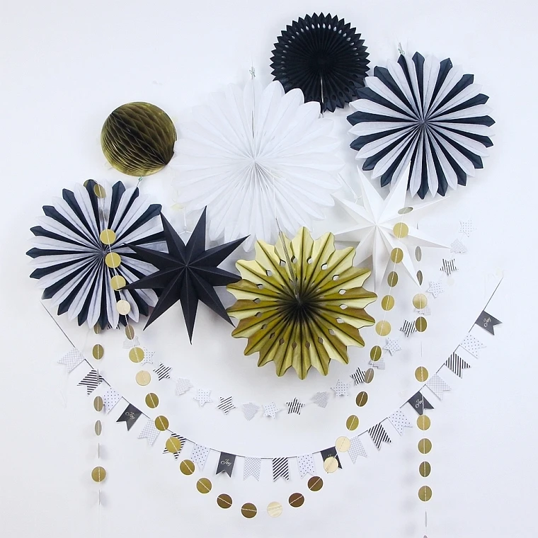 

10pcs/set Hanging Party Decorations Tinkle Little Star Paper Rosette Fans Adult Birthday Party Backdrop New Year Decor