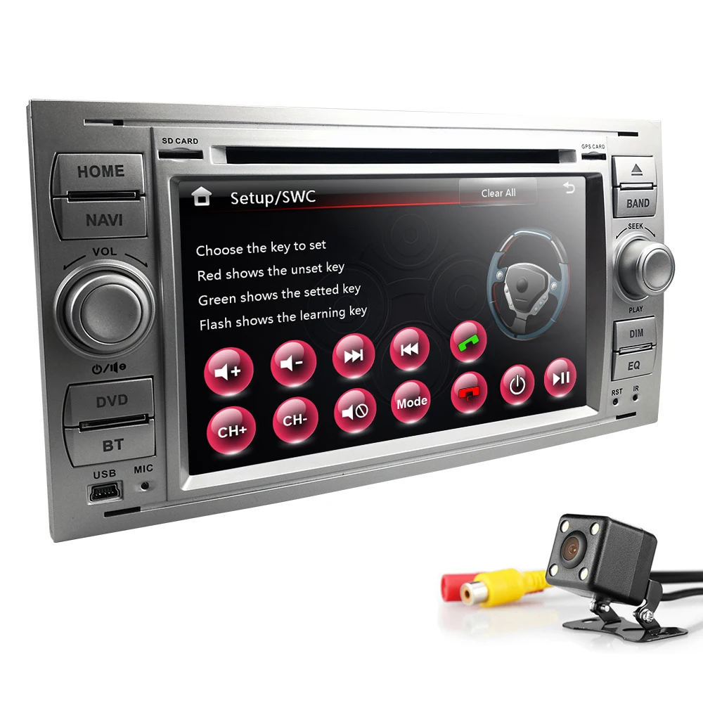 Sale Ossuret 2din 7Inch Car DVD Player For FordFocus/Mondeo/Transit/C-MAX/Fiest Car Radio Auto BT DAB+TPMS 1080P CD FM/AM Map CAM BT 2