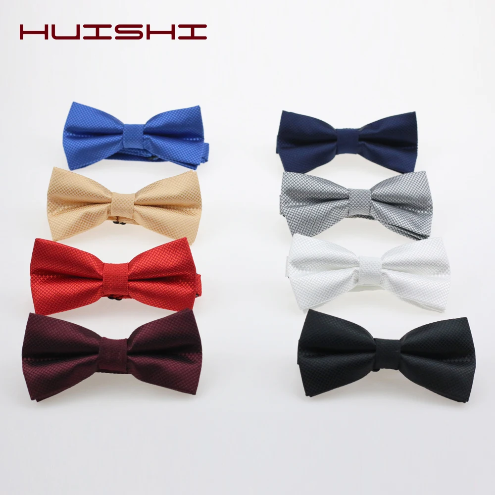 

HUISHI Children Polyester Bow Ties Check Solid Color Child Bowtie Butterfly Wedding Party Tie Kid Suit Tuxedo Dicky Pet Bow Tie