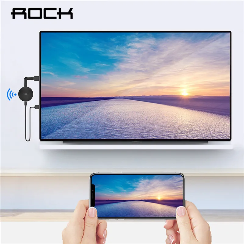 

ROCK HDMI Mirascreen TV Stick Dongle Wi-Fi Display 2.4Ghz+5Ghz Dual Frequency Receiver Miracast Chromecast TV 1080P HD