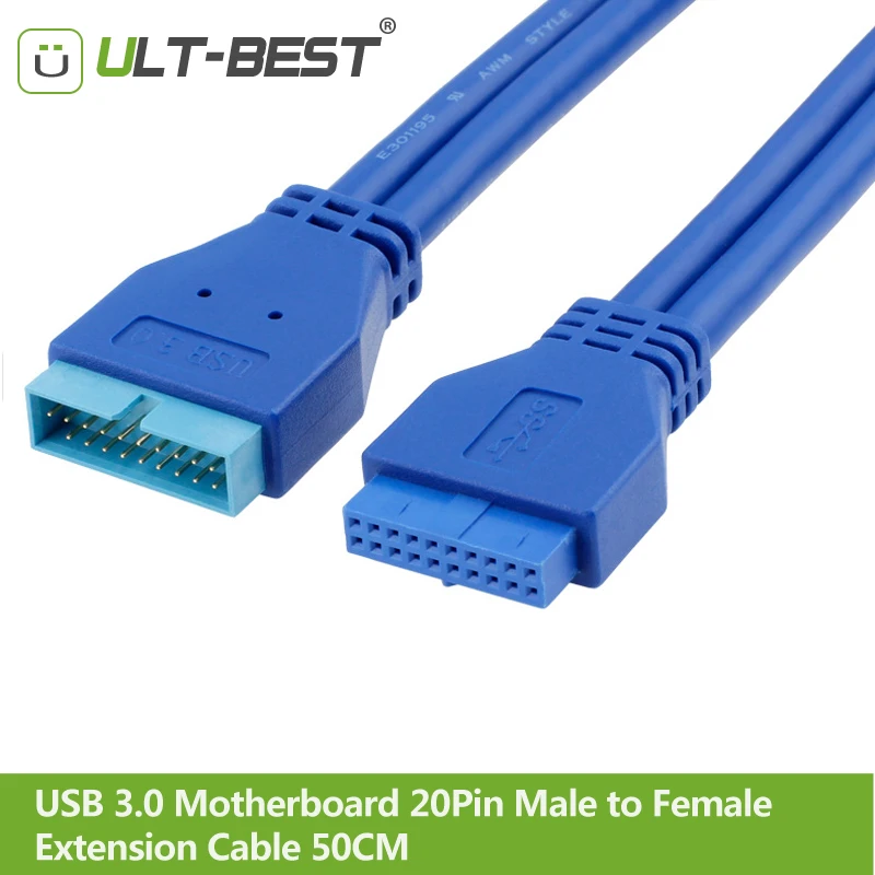 ULT Best USB3.0 20Pin Male to USB 3.0 20 Pin Female Extension Cable