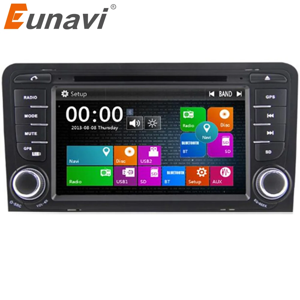 Eunavi 2 Din Автомобильный dvd-плеер для AUDI A3 S3 RS3 с 3G USB GPS BT IPOD FM RDS сабвуфер навигация