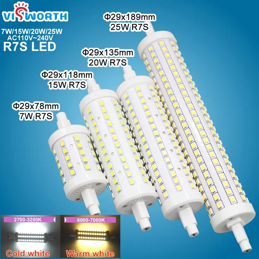 7W 15W 20W 25W R7S Led Bulb 78MM 118MM 135MM 189MM SMD2835 360 Degree