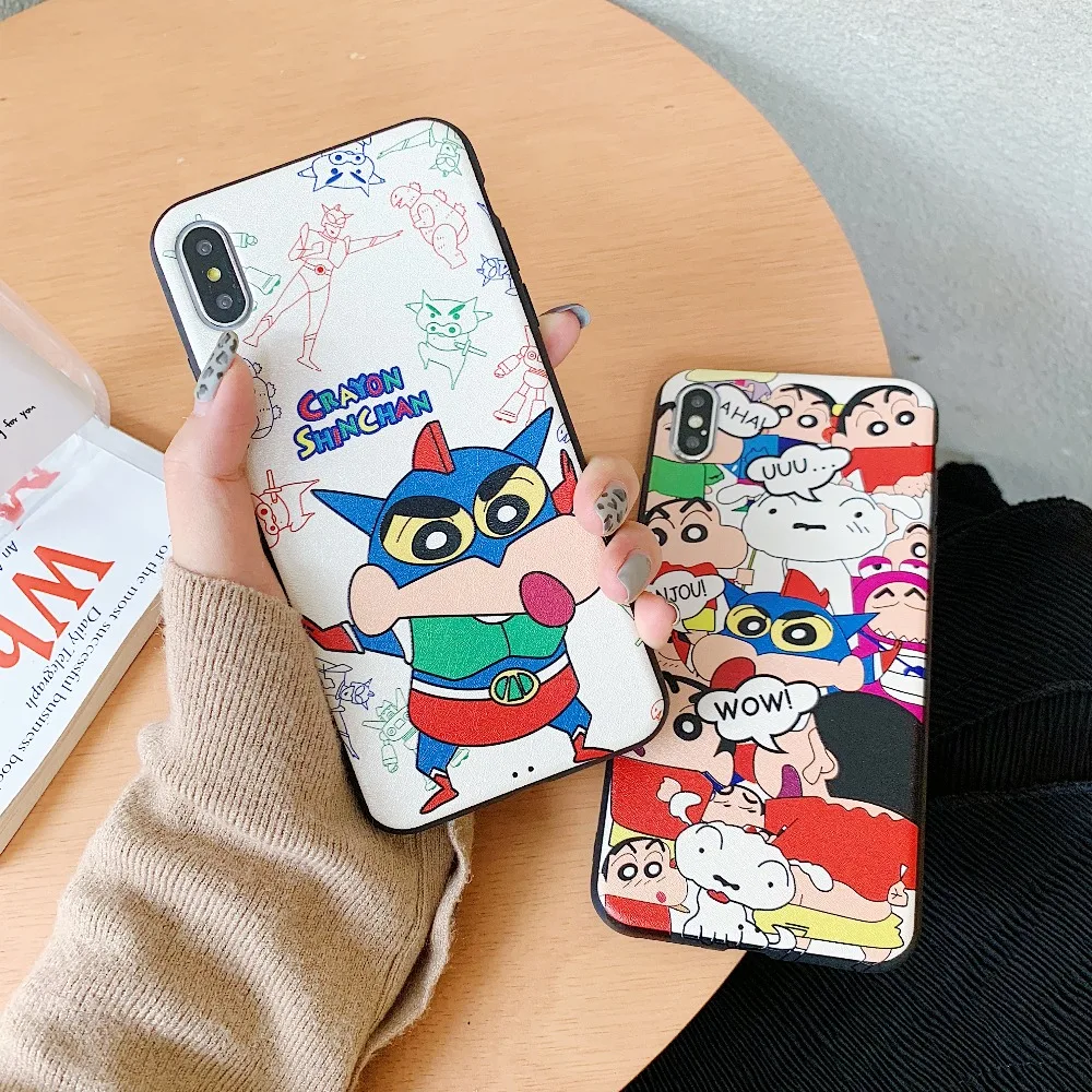 

Cartoon Crayon Shin-chan Matte Phone Case For iPhone X XS Max XR Silicone Cases For iphone 6 6s 7 8 Plus Back Cover Funda Coque