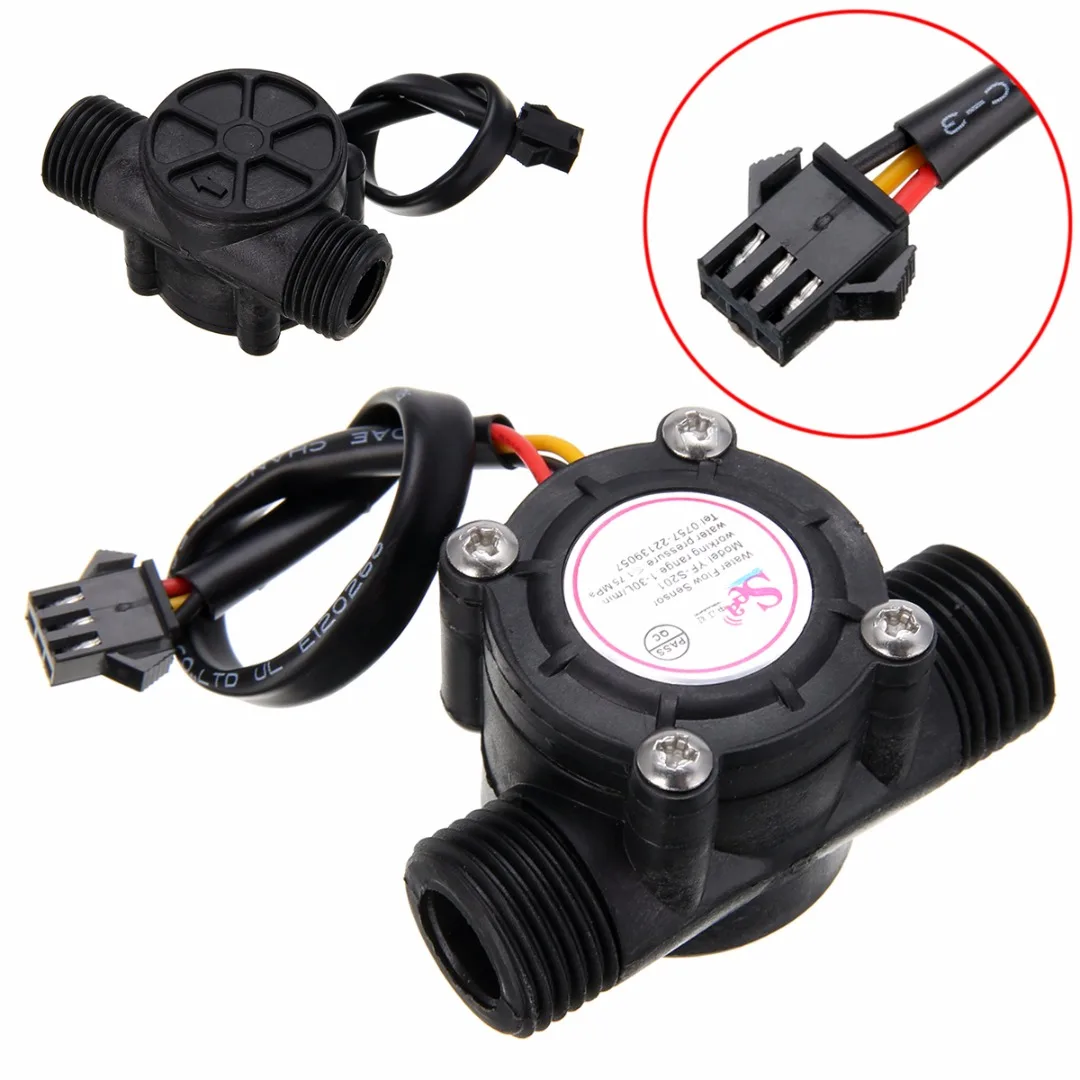 1pc 1-30L/min Water Flow Sensor Control Effect Flowmeter 1/2'' Hall  Flow Mesuring Tool For Arduino
