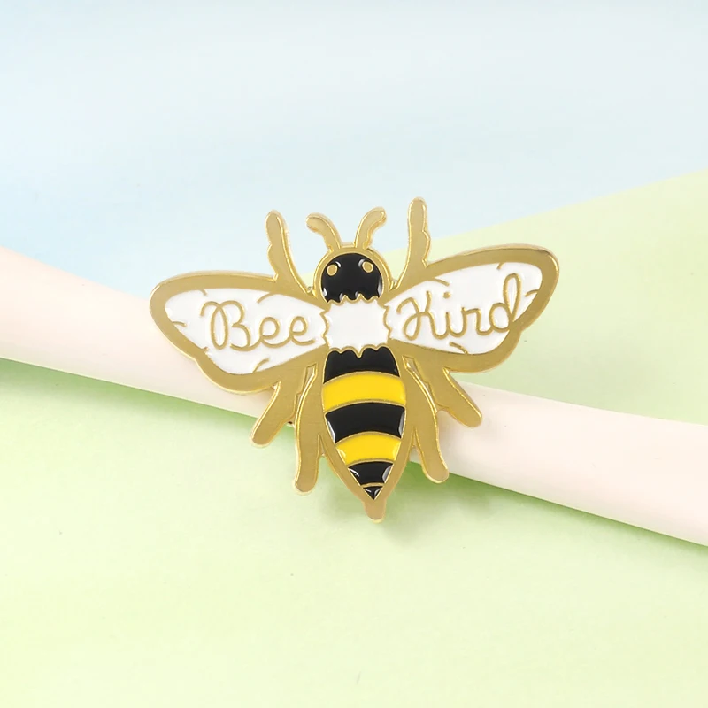 

Yellow Insect Cute Bee Kind Enamel Pins Shirt Lapel Brooch Be kind Animal Jewelry Metal Brooches Gifts For Children Girls