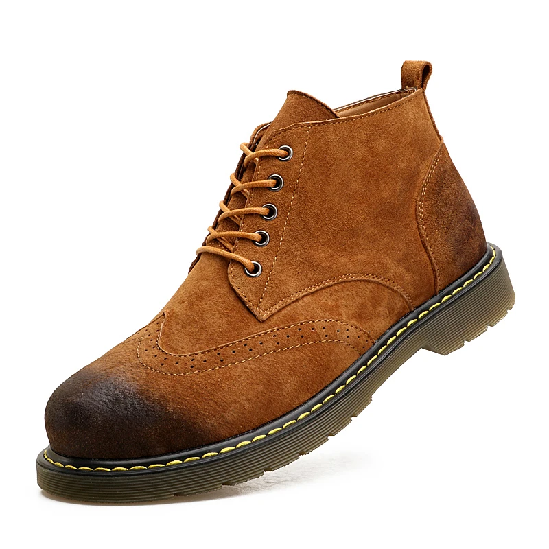 

Genuine Leather Men Boots Autumn Winter Ankle Boots Fashion Footwear Lace Up Shoes Men High Quality Vintage Men Shoes