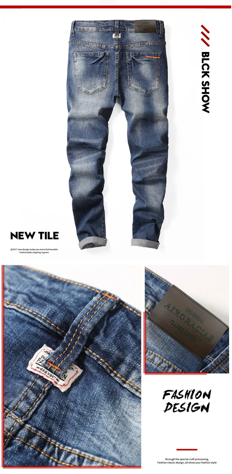 AIRGRACIAS брендовые джинсы прямые джинсы мужские большие размеры 28-40 повседневные мужские длинные брюки 98% хлопок брендовые байкерские джинсы