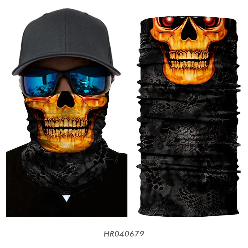 Волшебный 3D бесшовный венок шеи шарф-маска на лицо Скелет Череп Хэллоуин Бандана шейный платок Полиэстеровые кашне - Цвет: 79