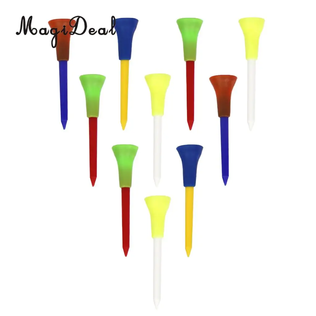 New Arrivals 10x Golf Plastic 2 Layer Tees rubber Sleeve Ball Nail 70mm Golf Accessories -Random Color Golf Clubs Equipment