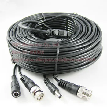 

20M Pre-Made Video + Power Cable , BNC CCTV Video Power Cable CCD Security Camera DVR Wire Black,2pcs , Free shipping
