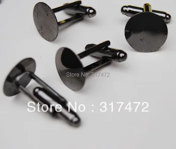 

New 12mm Pad Gun Black Menatl Color Cufflink Blank/Cufflink findings